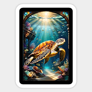 Shipwreck Framed Sea Turtle Sticker